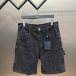 Louis Vuitton Black Embraided Jeans Short